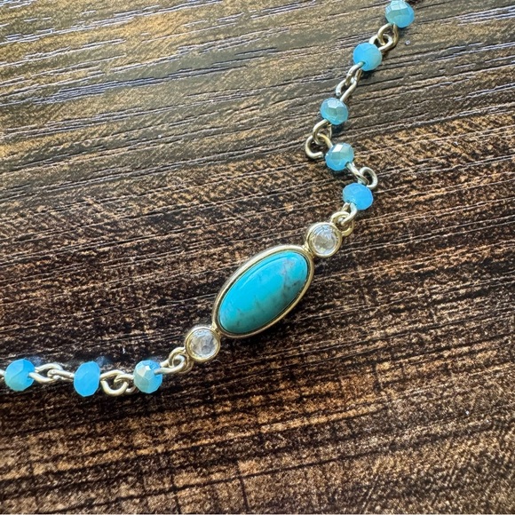 New Ralph Lauren Turquoise Beaded Gold Plated Necklace - Picture 4 of 6
